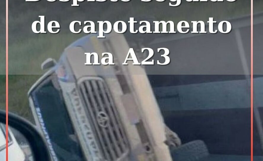 Reboque solta-se de viatura e provoca capotamento na A23
