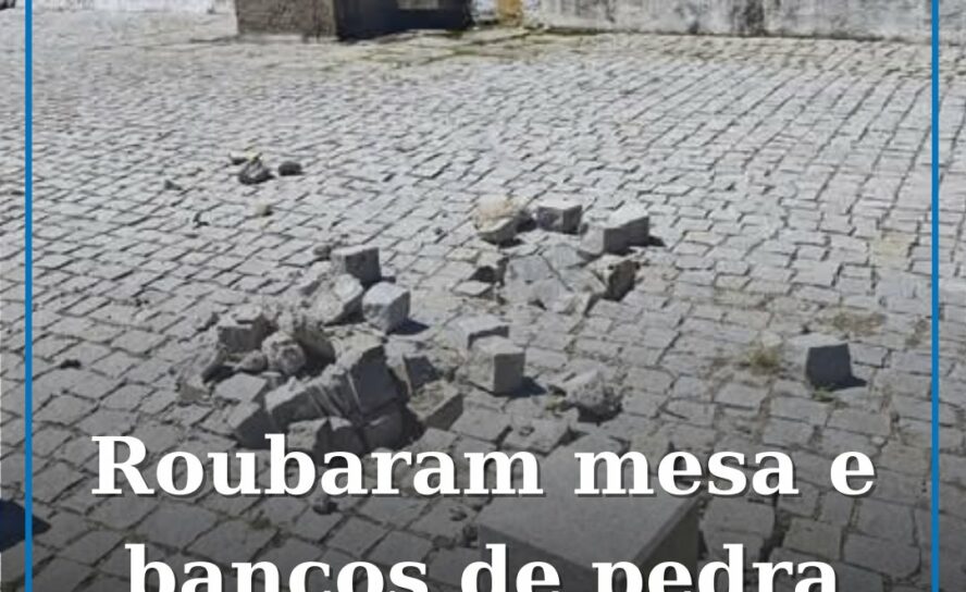 Roubaram mesa e bancos de pedra em fonte de Nisa