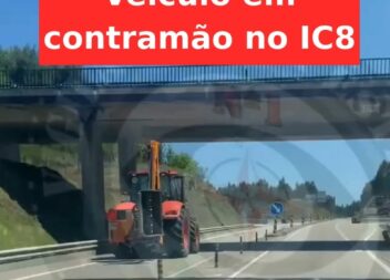Trator em sentido contrário IC8 entre o nó da Graça e Pedrogão