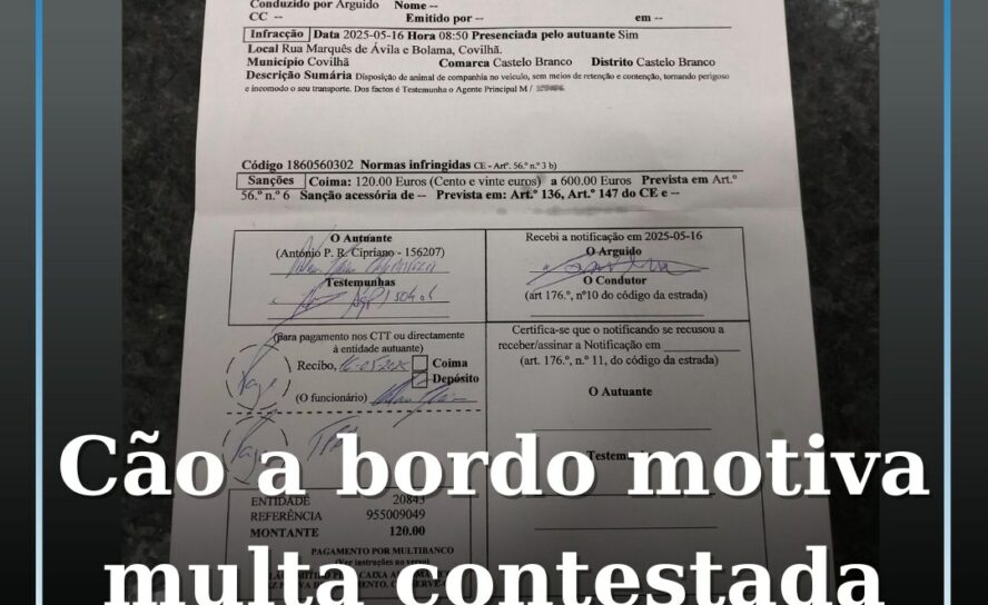 Condutor multado em viagem para a Covilhã contesta atuação policial