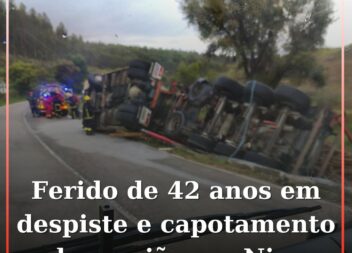 Despiste de camião resulta em ferido de 42 anos