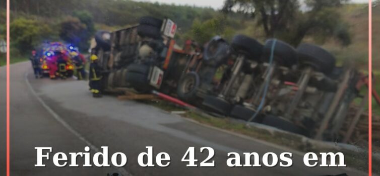 Despiste de camião resulta em ferido de 42 anos