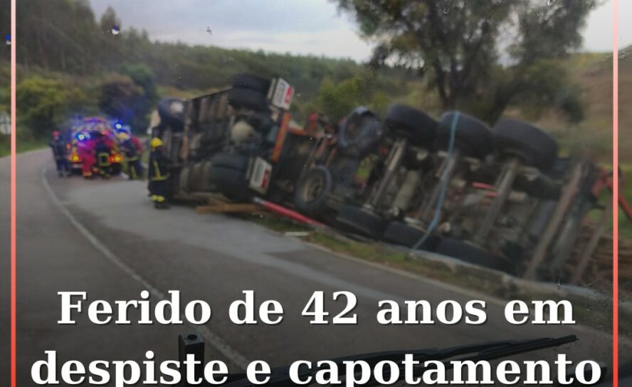 Despiste de camião resulta em ferido de 42 anos