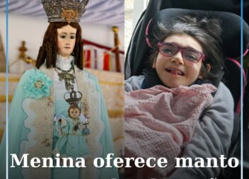 Menina oferece novo manto a Nossa Senhora do Almurtão