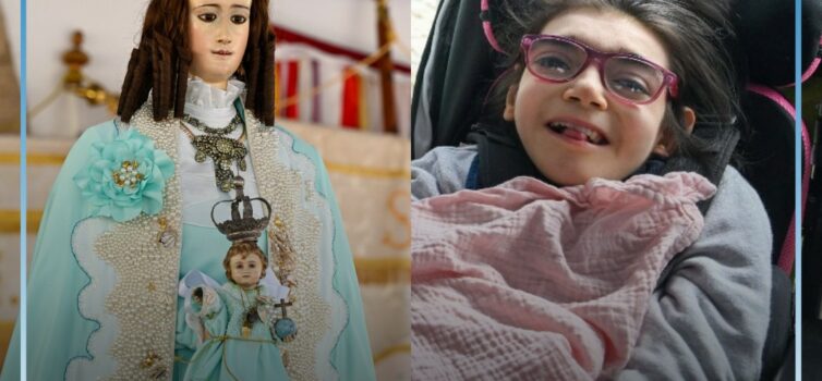 Menina oferece novo manto a Nossa Senhora do Almurtão