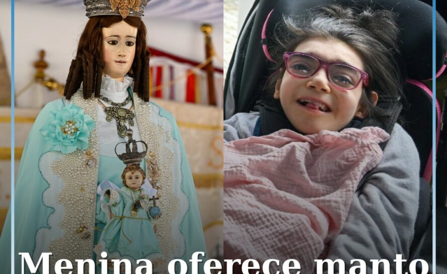 Menina oferece novo manto a Nossa Senhora do Almurtão