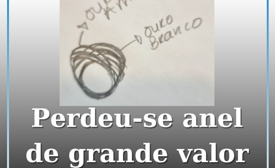 Perdeu-se um anel de ouro, branco e amarelo