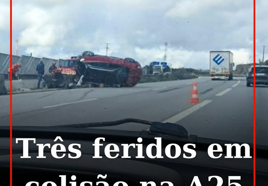 Três feridos ligeiros em colisão na A25
