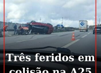 Três feridos ligeiros em colisão na A25