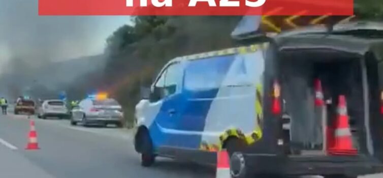 Viatura arde na A25, antes do acesso à cidade da Guarda.