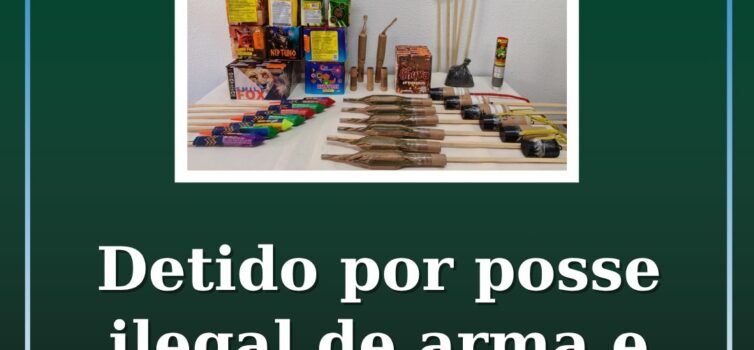 Detido por posse de arma proibida com apreensão de artigos pirotécnicos