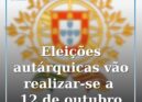 Eleições autárquicas vão realizar-se a 12 de outubro