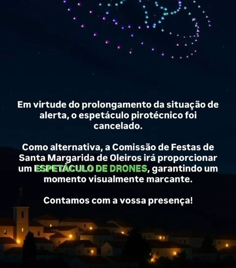 Espetáculo de drones no Dia do Concelho de Oleiros