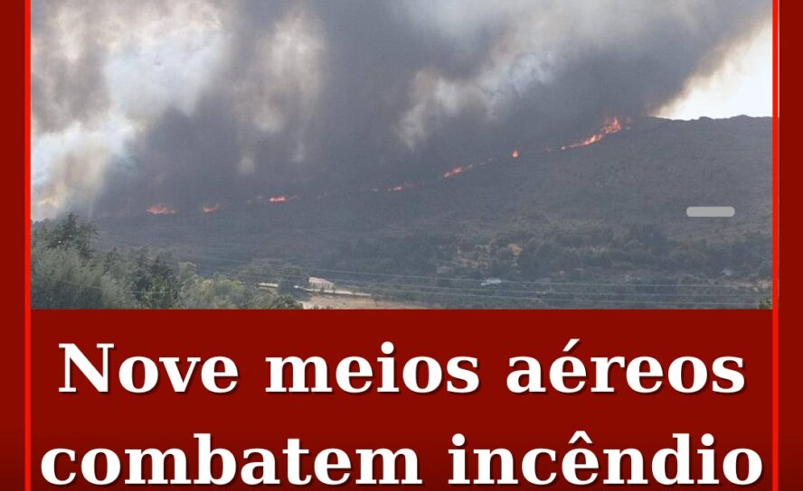 Nove meios aéreos combatem incêndio na Guarda