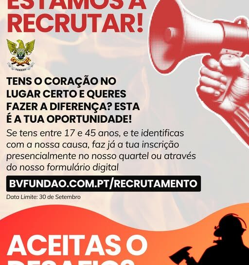 Bombeiros Voluntários do Fundão abrem inscrições para novos recrutas