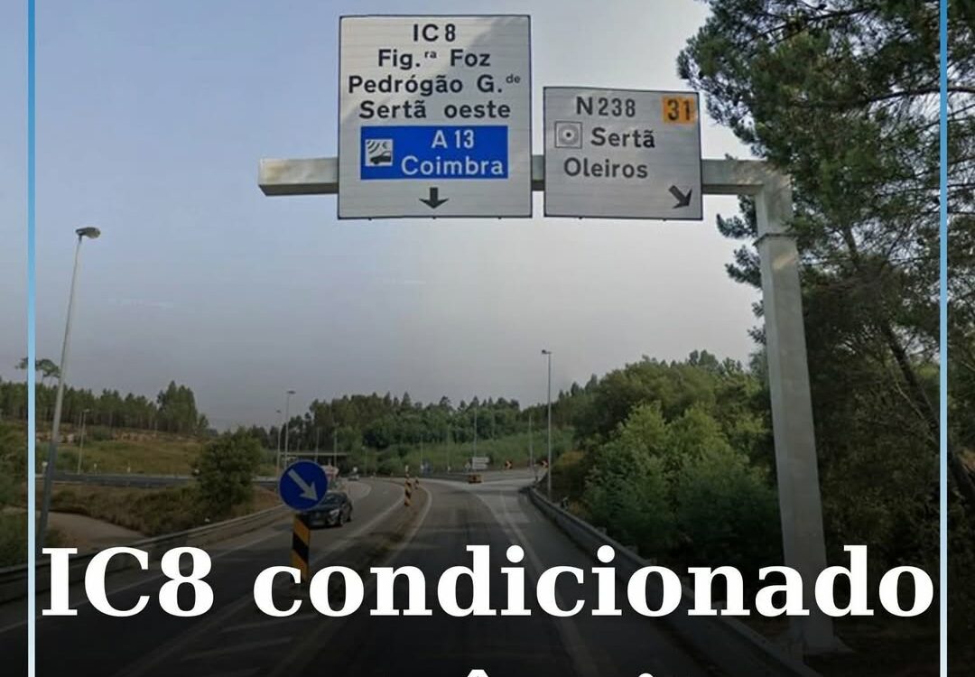 Trânsito com circulação alternada no IC8 entre 1 e 5 de setembro devido a obras