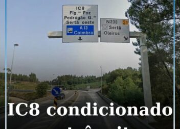 Trânsito com circulação alternada no IC8 entre 1 e 5 de setembro devido a obras