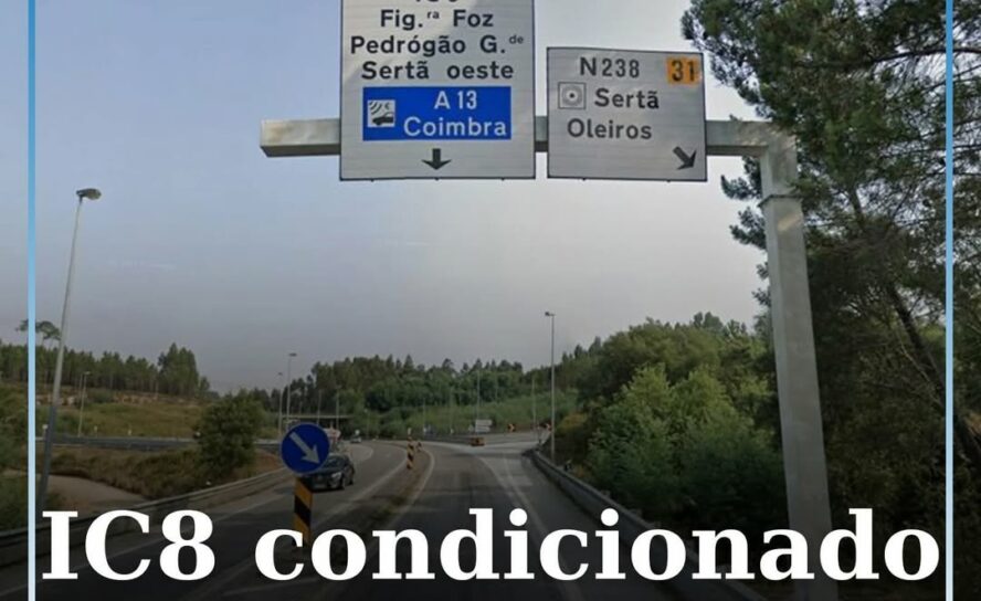Trânsito com circulação alternada no IC8 entre 1 e 5 de setembro devido a obras