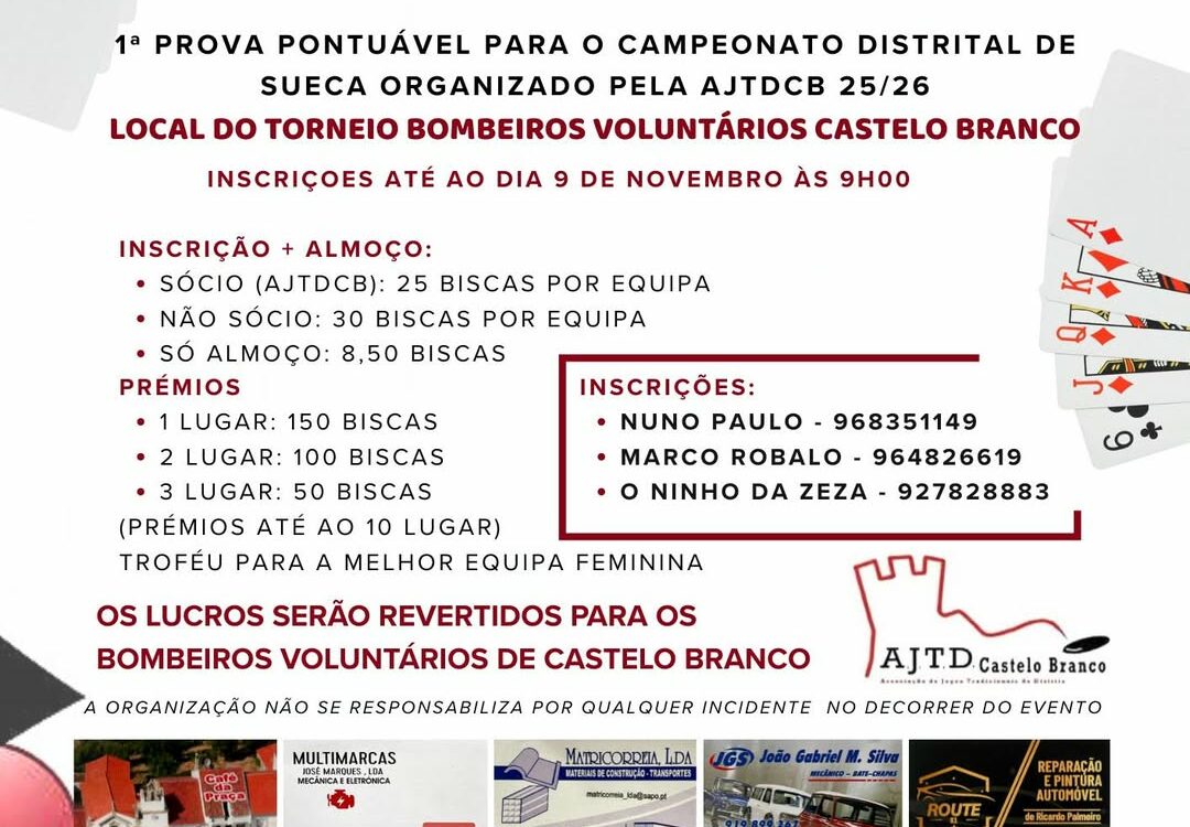 Torneio de Sueca Solidário em Castelo Branco