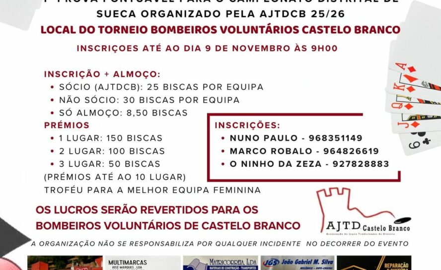 Torneio de Sueca Solidário em Castelo Branco
