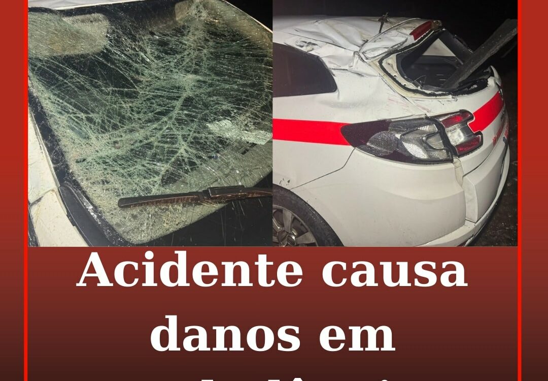 Acidente causa danos em ambulância
