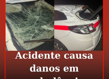 Acidente causa danos em ambulância