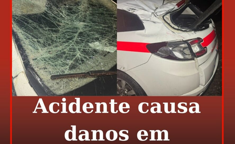 Acidente causa danos em ambulância
