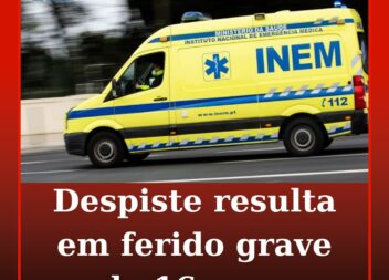Despiste resulta em ferido grave de 16 anos
