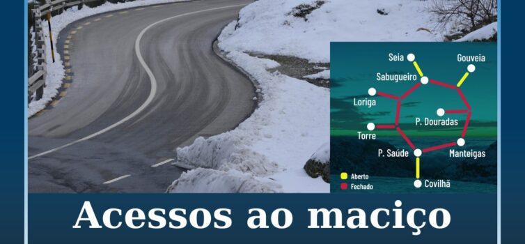 Neve fecha estradas na Serra da Estrela