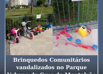 Brinquedos Comunitários vandalizados no Parque Urbano da Cruz do Montalvão