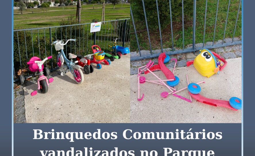Brinquedos Comunitários vandalizados no Parque Urbano da Cruz do Montalvão