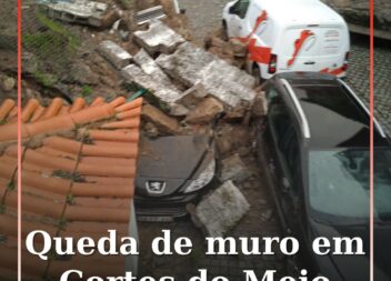 Derrocada de muro em Cortes do Meio