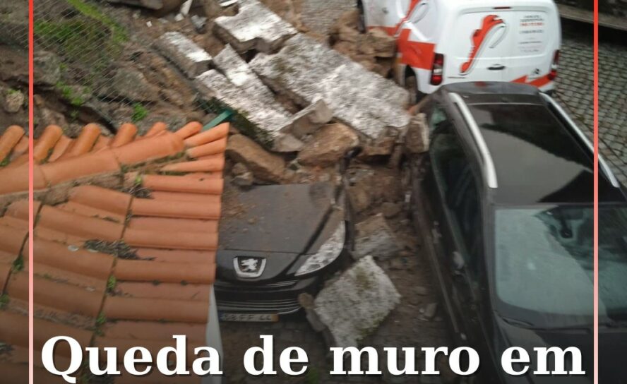 Derrocada de muro em Cortes do Meio
