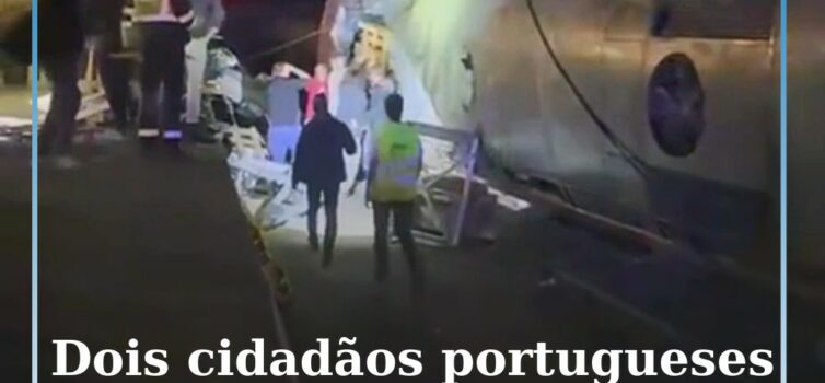 Dois cidadãos portugueses sinalizados no local do acidente em Espanha