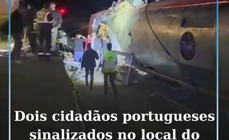 Dois cidadãos portugueses sinalizados no local do acidente em Espanha