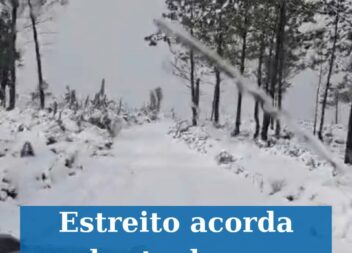 Estreito acorda coberto de neve