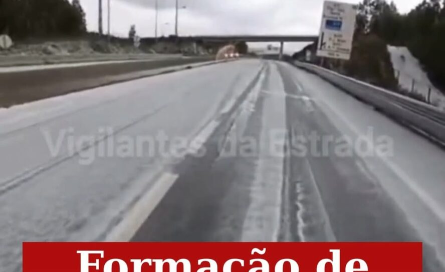 Gelo na estrada condiciona trânsito no IC8