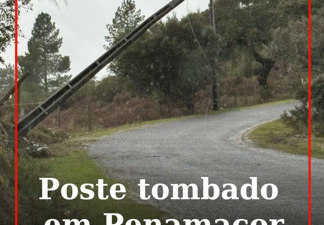Poste  meio tombado e cabos ocupam metade da via