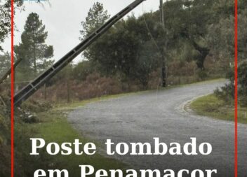Poste meio tombado e cabos ocupam metade da via