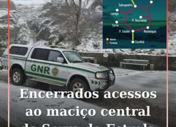 Acessos ao maciço central da Serra da Estrela encerrados devido à queda de neve