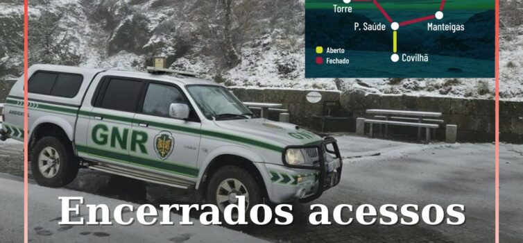 Acessos ao maciço central da Serra da Estrela encerrados devido à queda de neve