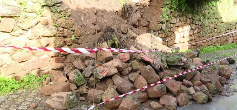 Derrocada de muro na Zona Histórica de Castelo Branco