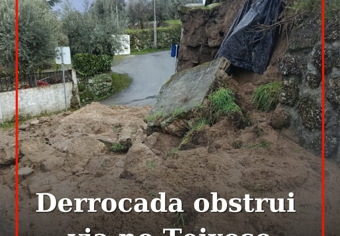 Derrocada obstrui via no Teixoso