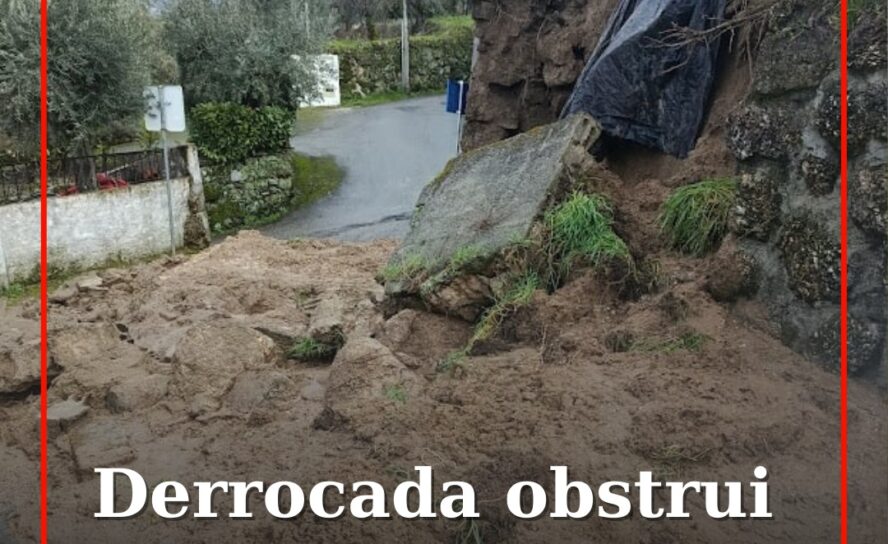 Derrocada obstrui via no Teixoso