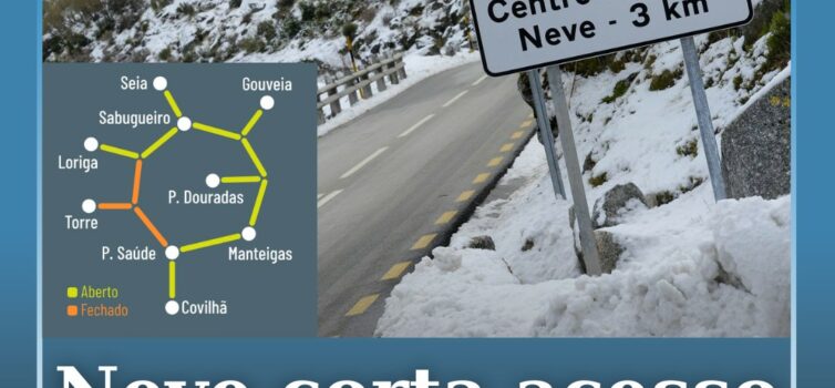 Neve corta acesso à Torre da Serra da Estrela
