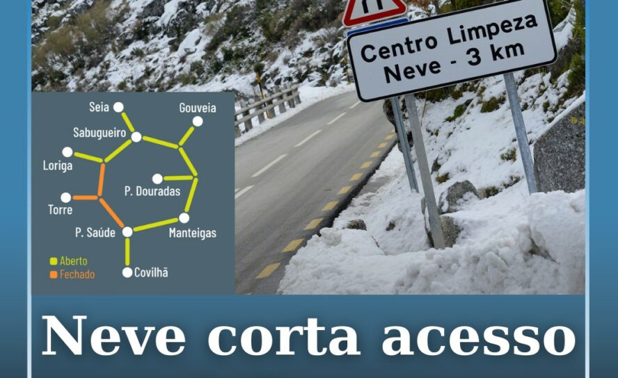 Neve corta acesso à Torre da Serra da Estrela