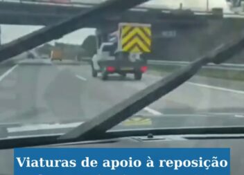 Viaturas estrangeiras de apoio à reposição de energia vistas na A23