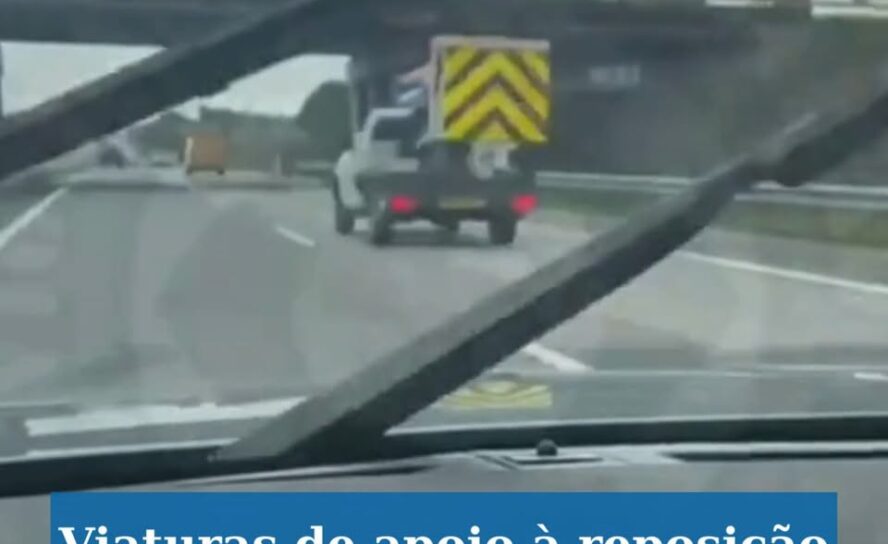 Viaturas estrangeiras de apoio à reposição de energia vistas na A23