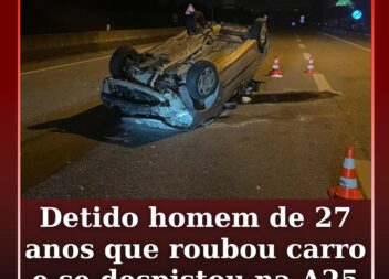 Detido homem de 27 anos que roubou carro e se despistou na A25