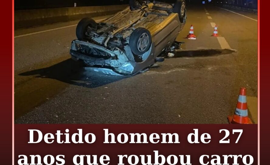Detido homem de 27 anos que roubou carro e se despistou na A25